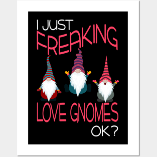 I Freaking Love Gnomes Ok Funny Posters and Art